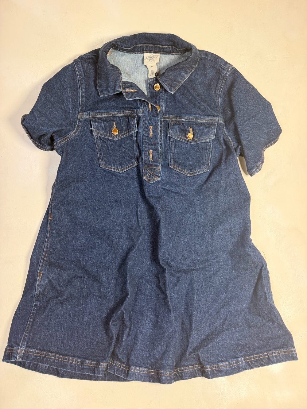 St. John's Bay Denim Shirt Dress Women PL Blue Y2K Indigo Midi A-Line Utility